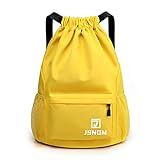 JSNOM Men's String Backpack Casual Bag String Lesela Backpacks Gym Bag with Drawstring Sport Bag Saco Beach For Travel Sports Yoga Large Gymsack For Unisex Women (Yellow)