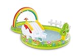 INTEX 57154 - Piscina infantil hinchable con dispersor de agua y tobogan jardin, centro de juegos para niños