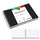 Perfect ideaz Sketchbook (96 Pages, 48 ​​Sheets) DIN-A5, Professional Sketchbook, Spiral Book with White Blank Paper, 200g, Sketchbook and Blank Black Book for