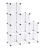 SONGMICS Modular Shelf ມີ 9 ຊ່ອງ, ການຈັດລະບຽບພາດສະຕິກ, ຊັ້ນວາງເກີບ, ແຕ່ລະ cube 30 x 30 x 30 cm, ຫ້ອງຮັບແຂກ, ຫ້ອງນອນ, ການສຶກສາ, ມີຢາງແລະໄມ້ຄ້ອນເຫຼັກ, ສີຂາວ