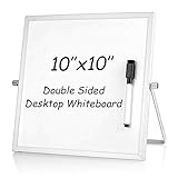 S SIENOC 10'x10' Pizarras blancas whiteboard Tablero blanco de borrado en seco Mini caballete Reversible Bloc de notas para la oficina en casa 25x25cm