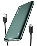 Coolreall Power Bank 10000mAh, ແບດເຕີຣີ້ພາຍນອກບາງ & ເບົາ, USB-C Inputs/Outputs (3,0A) ແລະ 2 USB-A Outputs (2,4A) Portable Charger ໃຊ້ໄດ້ກັບ iPhone, Samsung, Xiaomi, Huawei, Airpods ແລະອື່ນໆ.