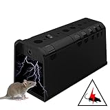 Piège à rat électrique, tueur de souris électrique 7000 V qui tue instantanément les souris, les campagnols, les taupes d'intérieur et d'extérieur (noir)