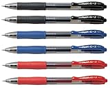 Pilot G2 Retractable Gel Pens, Fine Point, 07, Pack with Black, Blue, and Red (6)
