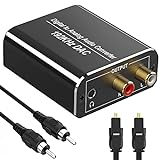 Optical to RCA, 192KHz Digital to Analog Converter, Optical Coaxial (RCA) Toslink SPDIF to RCA L/R Stereo Audio and 3.5mm Jack with Optical Cable and DC/5V USB Cable for PS3, PS4, Xbox, HDTV, DVD