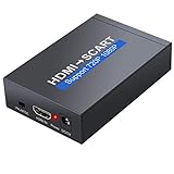 Convertidor HDMI a Euroconector 1080P HDMI 1.3Aleación Aluminio Adaptador de HDMI a Scart con Cable SCART y Adaptador de Corriente Video Compuesto HD + Audio Estéreo para TV DVD Sky HD BLU-Ray