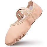 Zapatillas de ballet para niña, de piel, suela de piel, zapatos de danza, zapatillas de gimnasia con forro de algodón grueso, Ballet Rosa, 35 EU