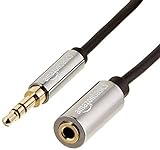 Amazon Basics - Cable alargador de audio estéreo (conector 3,5 mm macho a hembra, 3,66 m), Negro