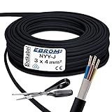 Se vende por metros exactamente: cable de corriente NYY-J 3 x 4 mm² cable subterráneo - negro - selección en tramos de 5 metros - Ejemplo: 10 m - 20 m - 25 m - 30 m - 35 m - 40 m - 450 m