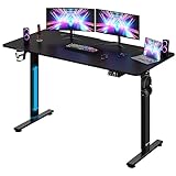 कैसरिया ऊंचाई एडजस्टेबल डेस्क स्टील मेमोरी फंक्शन 140x60 सेमी एलसीडी स्क्रीन एर्गोनोमिक ऑफिस गेमिंग टेबल