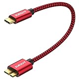 SUNGUY Cable disco duro USB C, 30CM 5Gbps Cable uUSB 3.0 Micro B a USB C, Cable Type c Macho a Micro B Macho para disco duro externo, HDD, expansión Seagate, WD Elements-Rojo