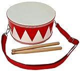 MLI, Tambor de Madera para Niños FOREST TGE Correa y Baquetas, Instrumento Musical, Dibujos Rojos y Blancos - Rockmusic