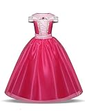 NNJXD Niñita Vestido Largo De Fiesta De Cosplay Disfraz De Carnaval para Princesa Tamaño(110) 3-4 Años Rosa roja