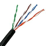 AISENS A133-0213 - Cable de Red Exterior Impermeable RJ45 (Rígido, Bobina de 305 m, Resistente a los Rayos Ultravioleta) Color Negro