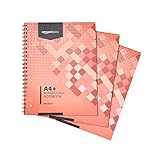 Amazon Basics - Cuaderno de anillas, 200 hojas, tamaño A4+, 80 gsm, 3 unidades