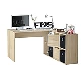 Habitdesign Reversible Multiposition Desk, Study Table, PC Table, Adapta XL Model, Canadian Oak Finish