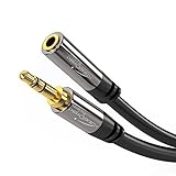 KabelDirekt – 10m Cable de Extensión 3,5mm Jack (Cable Aux, Audio Estéreo, Conector 3,5mm Macho a Conector 3,5mm Hembra, para extender cables de auriculares), PRO Series