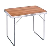 LOLAhome Folding Steel Camping Table (60x50x70, Brown)