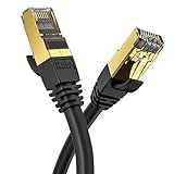Veetop Cable Ethernet 5 Metros Cat 8 de Red con Conectores rj45 Oro para 40 Gigabit Internet LAN Negro
