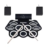 Asmuse 9-Pad Portable Electric Drum Set Built-in Portable Practice Pads with Two Speakers, Headphone Jack and Pedals with Bluetooth Functionality (Electrónica Drum Kit)