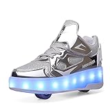Chaussures à roulettes Baskets à deux roues pour garçons et filles Baskets lumineuses LED à roulettes Baskets à roulettes Chargement automatique USB Chaussures de skateboard