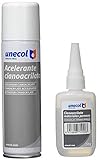 Unecol 7156 Kit accelerante Aerosol + cianoacrilato para materiales porosos (botella), 200 ml + 50 ml