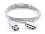 Cable de datos USB Dock de 30 pines compatible con iOS Phone 3G/3GS/4/4S iOS Pad 1/2/3 Pod Suffle, color blanco