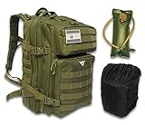 Taktični vojaški nahrbtniki VALSKY 45L Molle GIFT Hydration Bag and Spain Flag - vojaški pohodniški nahrbtnik za 3-dnevno kampiranje (45L, zelena Španija)