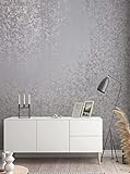 Papel Pintado gris metálico plateado para dormitorio salón o cocina 10,05 m x 0,53 m fabricado en Alemania
