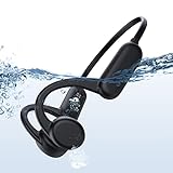 Auriculares de conducción ósea, Auriculares inalámbricos Bluetooth con micrófono, Impermeable IPX8 y Memoria 8G integrada, para natación subacuática, Correr, Ciclismo, conducción, Gimnasio (Negro)