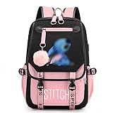 Шкільний рюкзак, для жінок та дівчат, USB, великої ємності, повсякденний, з стібком, рожевий, різнокольоровий, 46*29*16 см