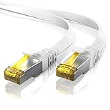 Primewire - 3m - Cable de Red plano Cat.7 - Cable Gigabit Ethernet - LAN 10 Gbps -Revestido de PVC - Apantallamiento U FTP PiMF con Conector RJ45 - Compatible Switch Rúter Modem PC portátil Smart-TV