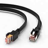 MutecPower 5m Cable Ethernet CAT 8 ULTRA PLANO de alta velocidad 40 Gbps 2000 MHz Cable de red POE S/FTP Cable LAN de cobre RJ45 - Ideal para Internet, enrutador, modem, TV y PC - 5 metros Negro