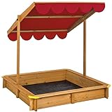 tectake 801084 sandkasse med justerbart låg, havelegetøj til børn, presenning (rød)