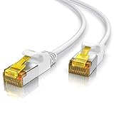 Primewire - 10m - Cable de Red Cat 7 Slim - Gigabit Ethernet LAN - 10000 Mbit s - Blindado S FTP PIMF - Conector RJ45 - para Switch Router Modem PS5 Xbox Series X - Compatible Cat 6 Cat 8 - Blanco