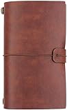 Diario de Viaje de Piel, Diario de Viaje Cuaderno de Cuero Reemplazable & Cuaderno Vintage, Viaje Journal Notebook, 4.72 X 7.87 lnch (Rojo Marrón)