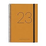 Miquelrius - Annual Diary 2023 Recycled - Day Page - Plus Size 155 x 213 mm (approx A5) - Recycled Cardboard Cover - Spiral - Spanish, English ug Portuguese - Yellow, MR34117