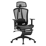HOMESTOOL Ergonomic Office Chair Desk Chair with 2-Axis Adjustable Lumbar Support, Carbon Mesh Office Chairs PC Chair High Back Waterfall Seat Load 150kg