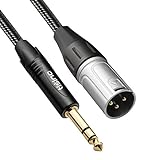 Tisino Cable XLR Macho a Jack, Trenza de nailon 6,35 mm TRS a XLR Balanceado Cable para Micrófono, Altavoz, Amplificador, Equipo de Sonido- 1M