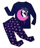 Tkiames - Pijama para niña de jirafa (2 piezas, ajustado, corte estrecho, 100 % algodón, tallas de 1 a 10 años) Moon Cat 6-7 Años