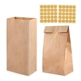 ihaspoko 40 Pieces Small Paper Bags, 18×9×5,5 cm Brown Paper Gift baags, Kraft Paper Paper Paper with Stickers for weddings, birthday, party and gifts