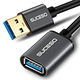 SUCESO Cable Alargador USB 3.0 2M Cable Extension USB Tipo A Macho A Hembra Alta Velocidad 5Gbps para Impresora, Ratón, Teclado, Hub, Pendrive, Mando de PS3, VR Gafas, Disco Externo, Ordenador y Otros