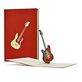 Tarjeta de cumpleaños con diseño de guitarra 3D pop-up, regalo para músicos, cupón de regalo para guitarra, concierto, festival, música H23