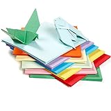 Kisem Papel de Origami de Colores, 200 hojas, 10 Colores Doble Cara Papel para Origami Conjunto, 10 x 10 cm (100 hojas), 15 x 15 cm (100 hojas), Papel Colores Manualidades para Impresión e DIY