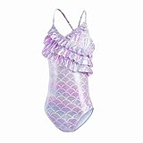 Flintronic Girl's Swimsuit, ຊຸດລອຍນ້ໍາສໍາລັບເດັກຍິງ, ຊຸດລອຍນ້ໍາແບບຫນຶ່ງ, ຊຸດລອຍນ້ໍາຮາວາຍທີ່ມີ Ruffles, ຊຸດລອຍນ້ໍາ Mermaid, ຊຸດອາບນ້ໍາ elastic - 11-12 ປີ