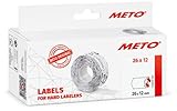 Meto Etiquetas para etiquetadoras manuales (26x12 mm, 1 línea, blanco, 6000 unidades, adherencia permanente, para Meto, Contact, Sato, Avery, Tovel, Samark, etc.)
