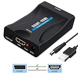 Scart to HDMI Converter Adapter, Scaler Video Audio Converter Support HDMI 720P/1080P Cable for DVD Player to TV (SET-01)