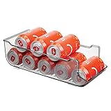 mDesign Cajas de almacenaje para frigorífico y armarios de cocina – Contenedores de plástico con capacidad para 9 latas – Práctico organizador de nevera – gris humo