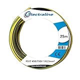 Electraline 13172 - однополюсний кабель FS17, перетин 1 x 2,5 мм², жовтий / зелений, 25 м