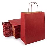 Extiff – Juego de 50 bolsas, de papel kraft, con asas, para la compra, embalaje de regalo, rojas